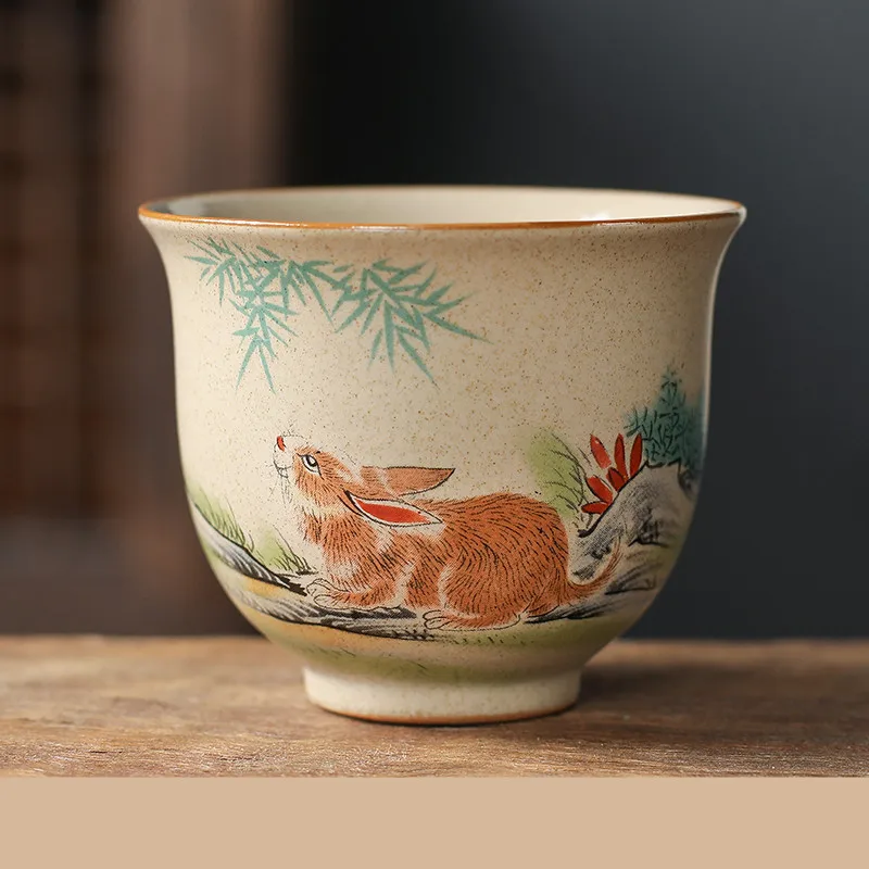 Ceramiczna filiżanka do herbaty chiński zodiak ręcznie robiona Niebieski