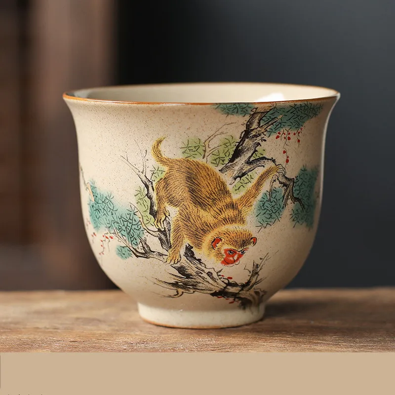 Ceramiczna filiżanka do herbaty chiński zodiak ręcznie robiona Zielony