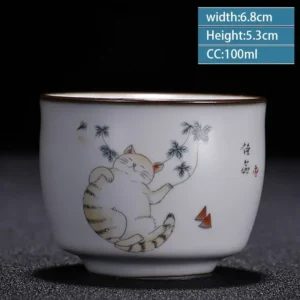 Ceramiczna filiżanka do herbaty Ru Kiln 100 ml styl retro Ciemny szary