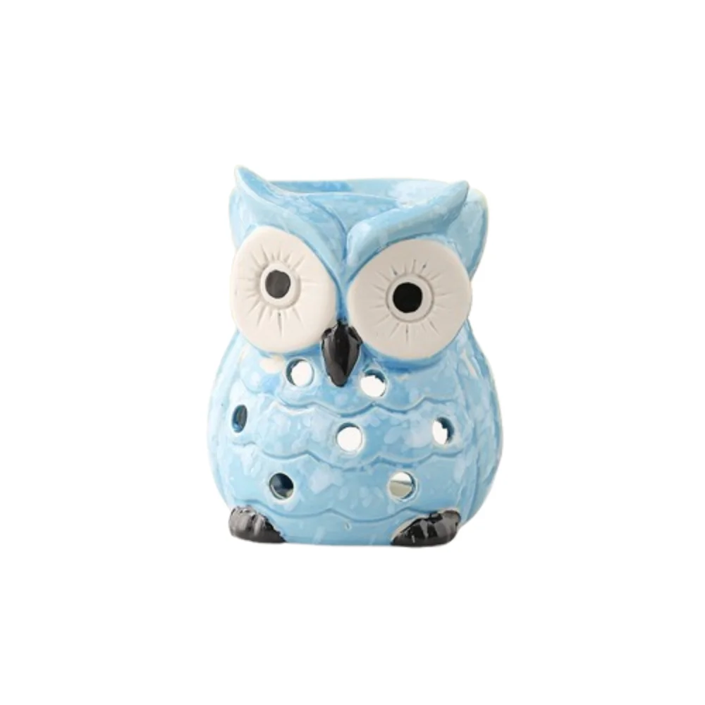 Ceramiczna kadzielnica w kształcie sowy na świeczkę tealight — aromaterapia Biały