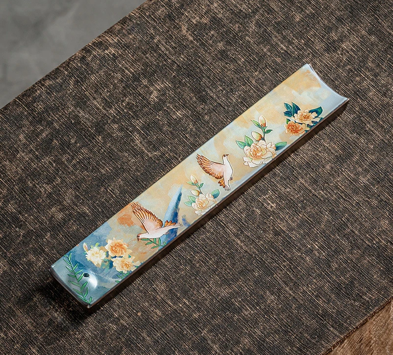 Ceramiczna kadzielnica zen z emalią — wkład do kadzidełek patyczkowych Brązowy