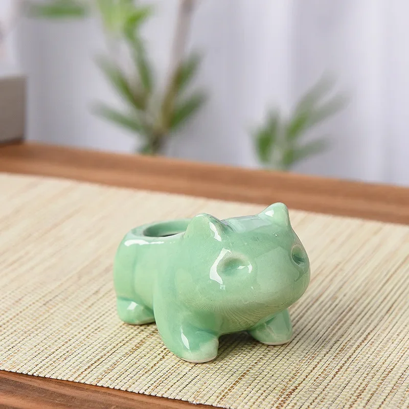 Ceramiczna mini doniczka na sukulenty z otworem żółty