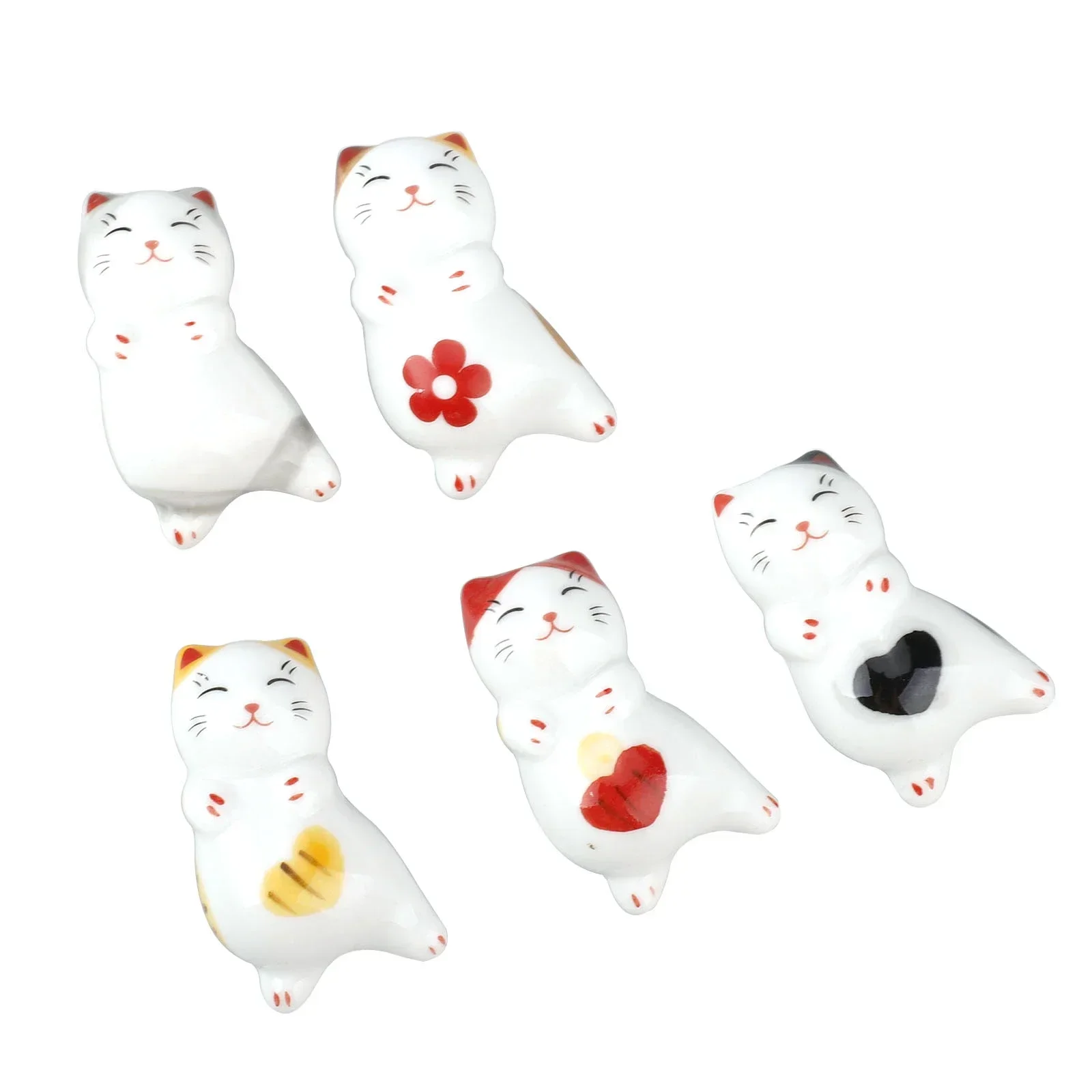 Ceramiczna podpórka pod pałeczki i sztućce w kształcie żaby i kota Zielony