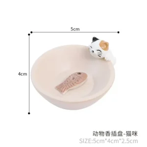 Ceramiczna podstawka pod kadzidło z figurką zwierzęcia — styl zen żółty