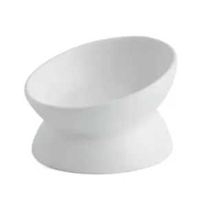 Ceramiczna podwyższona miska dla kota i psa na stojaku Biały