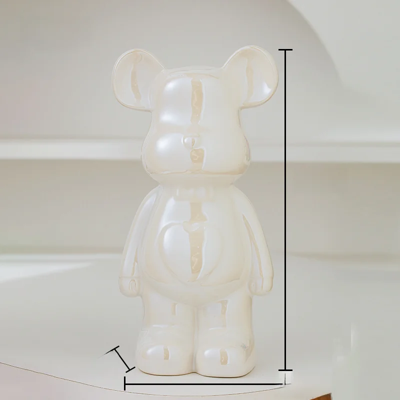 Ceramiczna statuetka misia – estetyczna figurka niedźwiedzia do wystroju pokoju Biały