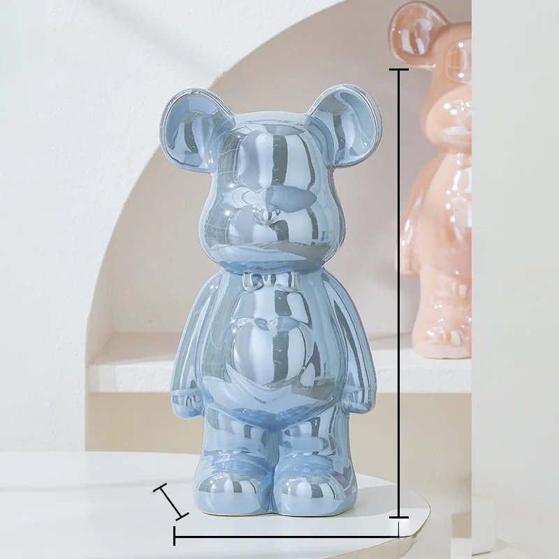 Ceramiczna statuetka misia – estetyczna figurka niedźwiedzia do wystroju pokoju Błękitny
