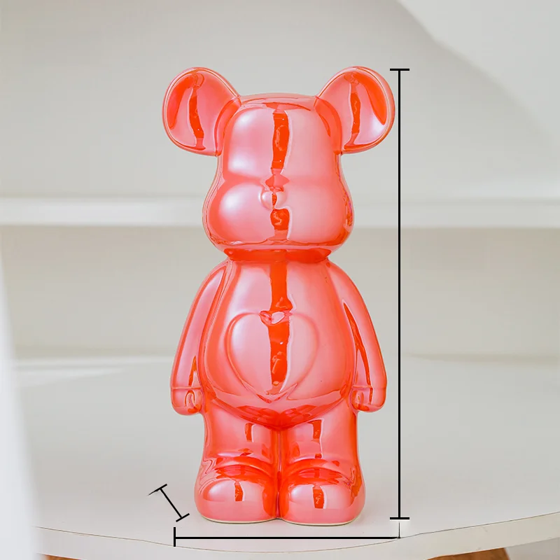 Ceramiczna statuetka misia – estetyczna figurka niedźwiedzia do wystroju pokoju Czerwony