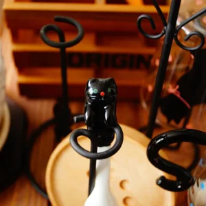 Ceramiczna wisząca łyżeczka z malowanym kotem Jasnoszary