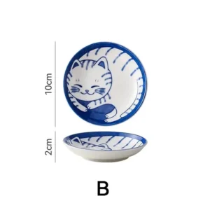 Ceramiczne miseczki na sosy w stylu japońskim z kotem Czerwony