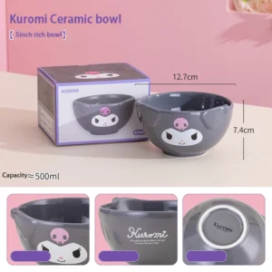 Ceramiczne miseczki z uroczym motywem - zestaw Szary
