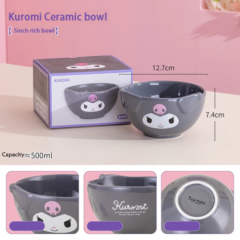 Ceramiczne miseczki z uroczym motywem - zestaw Szary