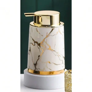 Ceramiczny dozownik mydła w pianie 400 ml z efektem marmuru Biały