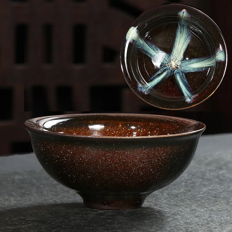 Ceramiczny kubek do herbaty w stylu Jianzhan Bordowy