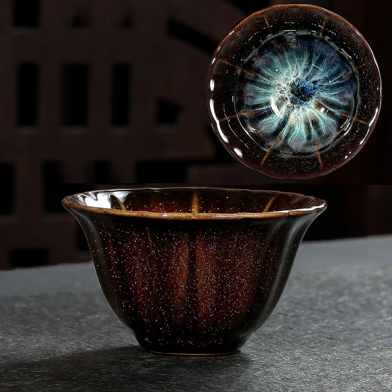 Ceramiczny kubek do herbaty w stylu Jianzhan Piękna niebieska