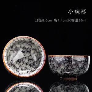 Ceramiczny kubek Temmoku z kolorową glazurą vintage Czerwony arbuz