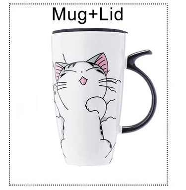 Ceramiczny kubek z pokrywką i łyżeczką 600 ml Brązowy