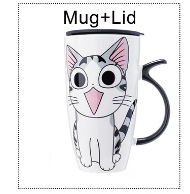 Ceramiczny kubek z pokrywką i łyżeczką 600 ml żółty