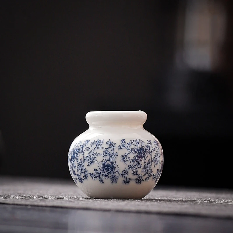 Ceramiczny mini wazon w stylu porcelany Jasnoszary