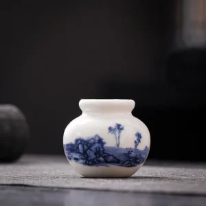 Ceramiczny mini wazon w stylu porcelany Zielony