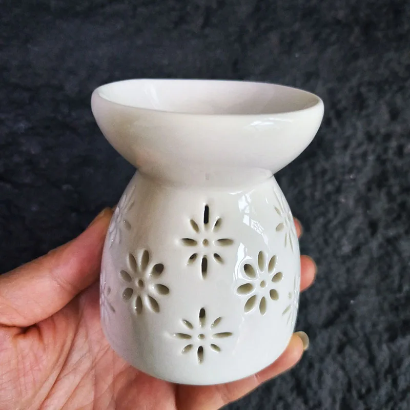 Ceramiczny palnik do kadzideł i olejków eterycznych w stylu orientalnym Biały