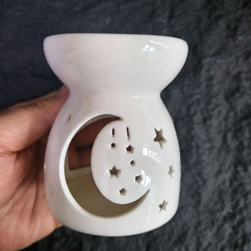 Ceramiczny palnik do kadzideł i olejków eterycznych w stylu orientalnym żółty