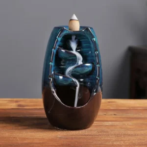 Ceramiczny palnik kadzidełek — efekt dymu spływającego wodospadem Jasnoszary
