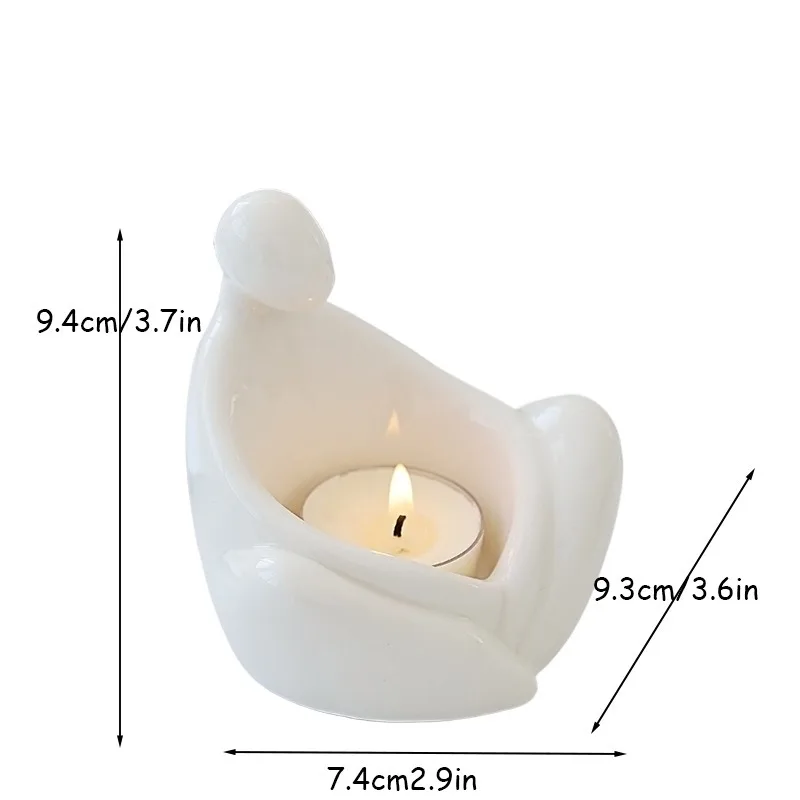 Ceramiczny świecznik kotek grzejący ogon ciepło tealight do domu Granatowy