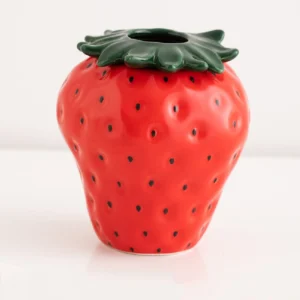 Ceramiczny wazon w kształcie truskawki do salonu Czerwony