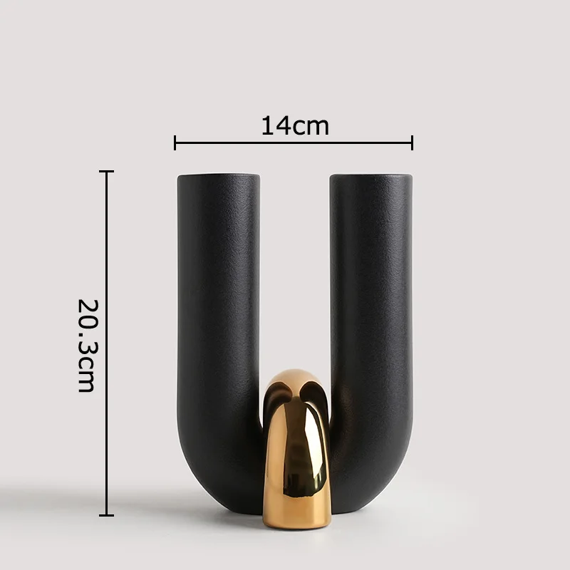 Ceramiczny wazon w kształcie litery U do aranżacji kwiatowych żółty