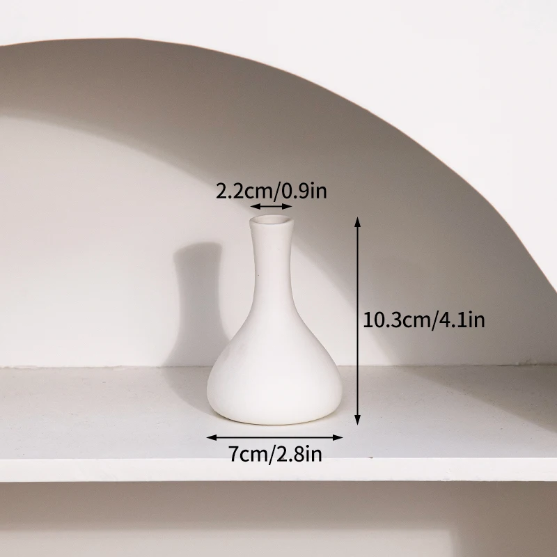 Ceramiczny wazon nordycki biały na suche kwiaty i biurko Khaki