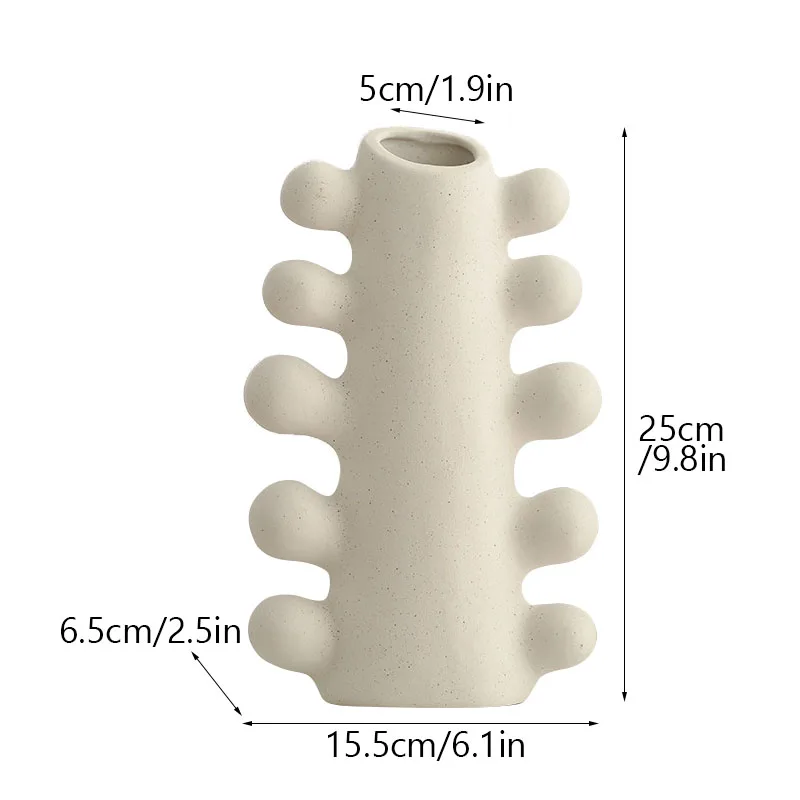 Ceramiczny wazon nordycki na suszone kwiaty — matowa biel boho żółty