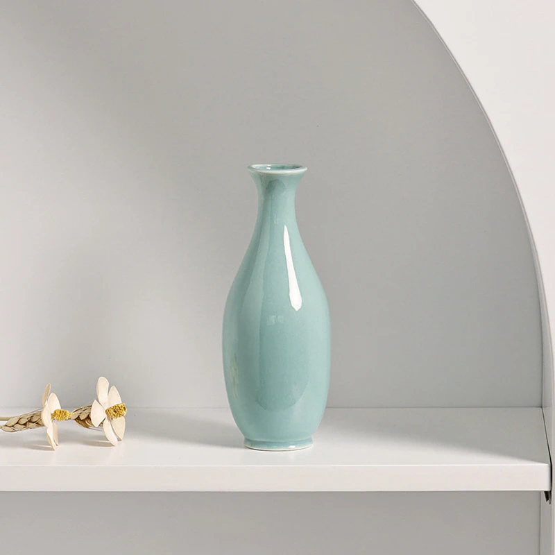 Ceramiczny wazon skandynawski na biurko do dekoracji kwiatowej Jasnozielony
