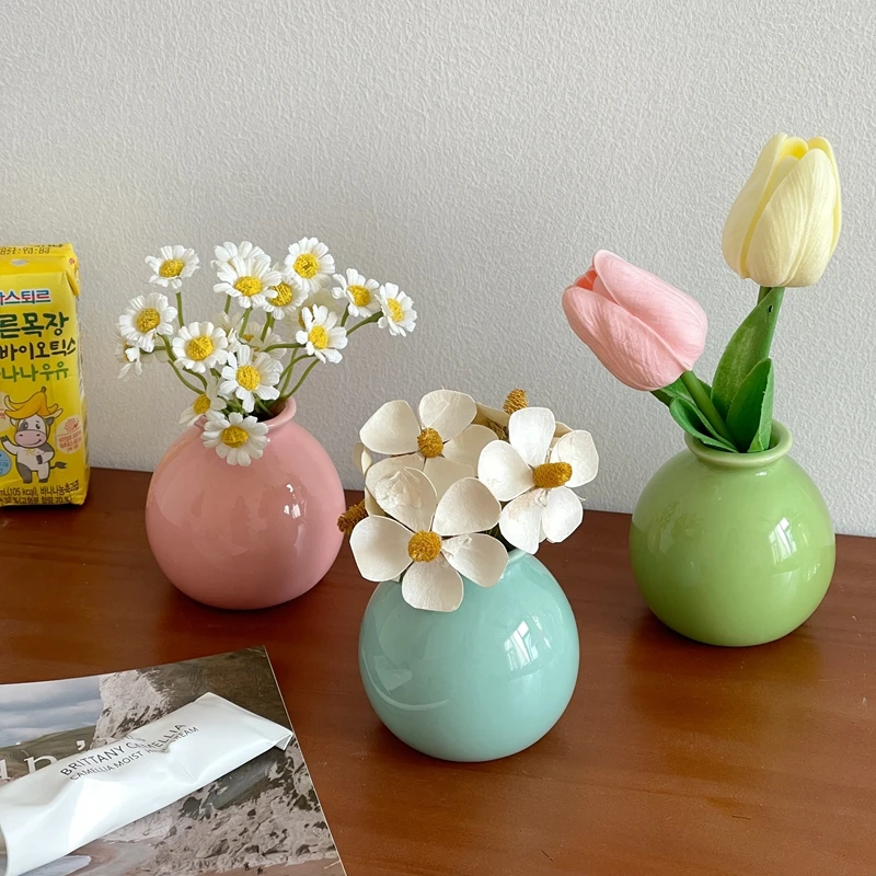 Ceramiczny wazon w stylu skandynawskim na kwiaty Khaki