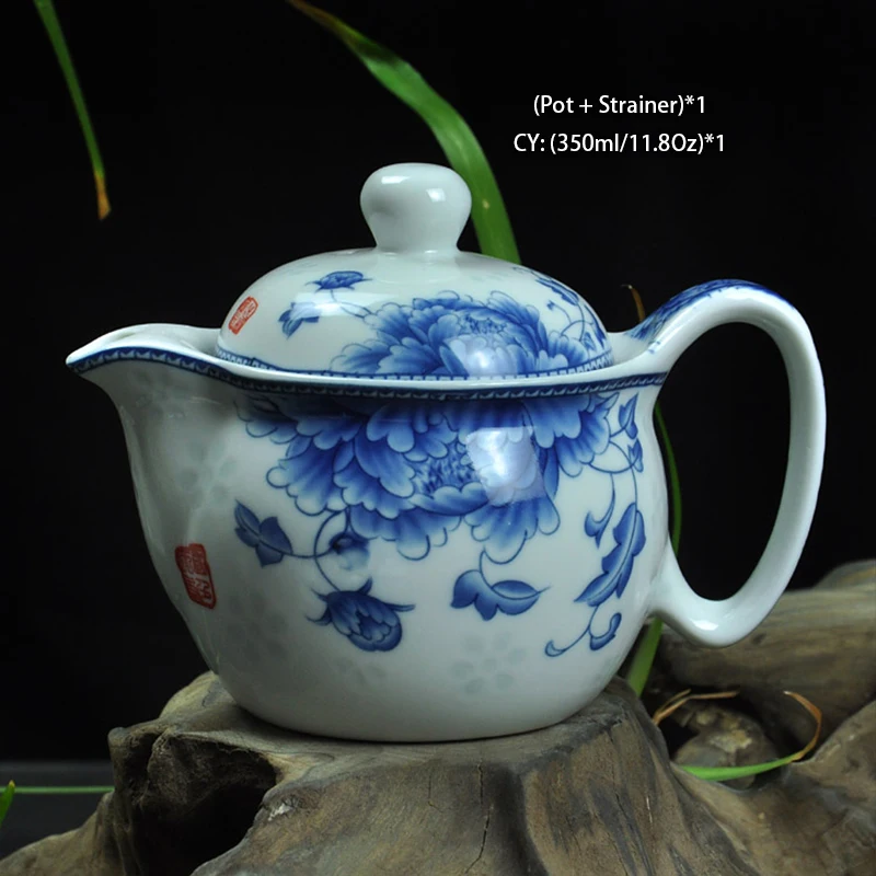 Chiński ceramiczny zestaw do herbaty Kung Fu ze smokiem Niebieski