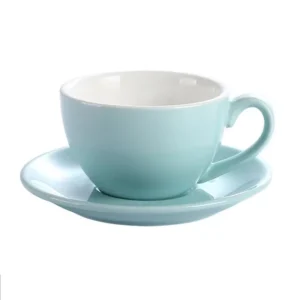 Ceramiczny zestaw filiżanek do kawy espresso latte z podstawkami Jasny