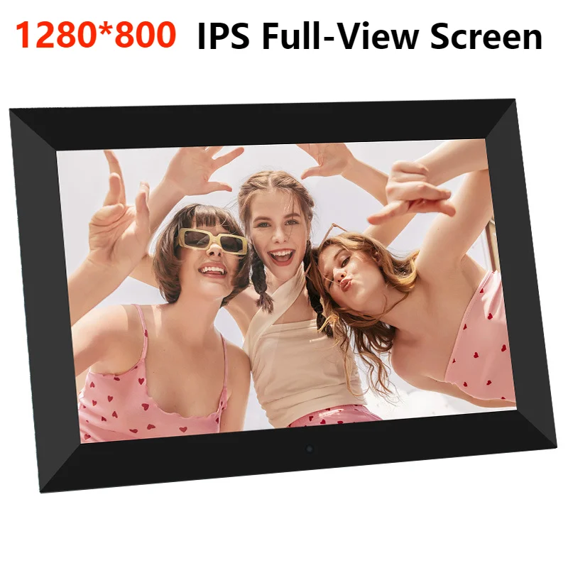 Cyfrowa ramka na zdjęcia 10 cali Full-View IPS zegar kalendarz pilot wideo Czarny