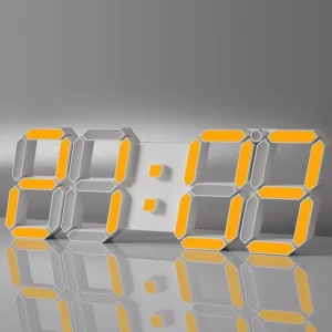 Cyfrowy zegar LED 15 cali 3D z pilotem i synchronizacją czasu Biały