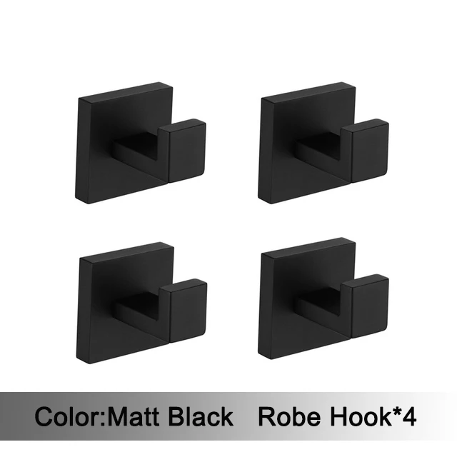 Czarny matowy zestaw akcesoriów łazienkowych na ścianę Mb 4 robe hooks