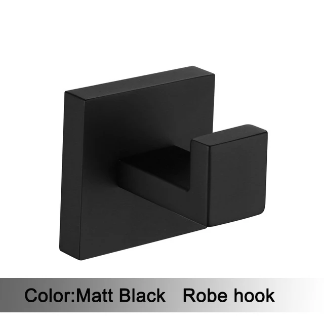 Czarny matowy zestaw akcesoriów łazienkowych na ścianę Mb robe hook