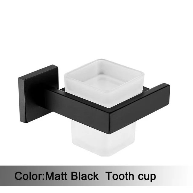 Czarny matowy zestaw akcesoriów łazienkowych na ścianę Mb tooth cup