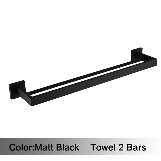 Czarny matowy zestaw akcesoriów łazienkowych na ścianę Mb towel 2 bars
