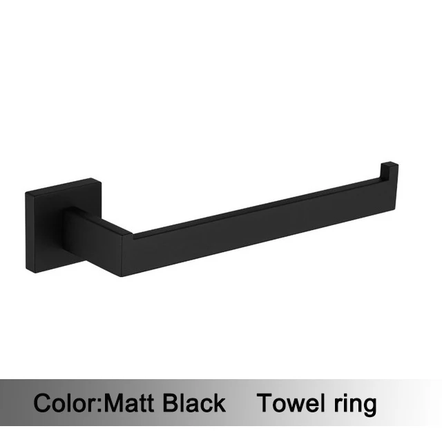 Czarny matowy zestaw akcesoriów łazienkowych na ścianę Mb towel ring
