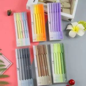 Zestaw 6 długopisów żelowych Morandi — pastelowe kolory, styl kawaii Czarny