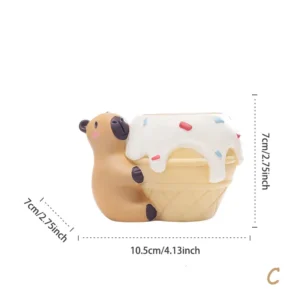 Doniczka kapibara na sukulenty, mała ozdoba na biurko Czerwony