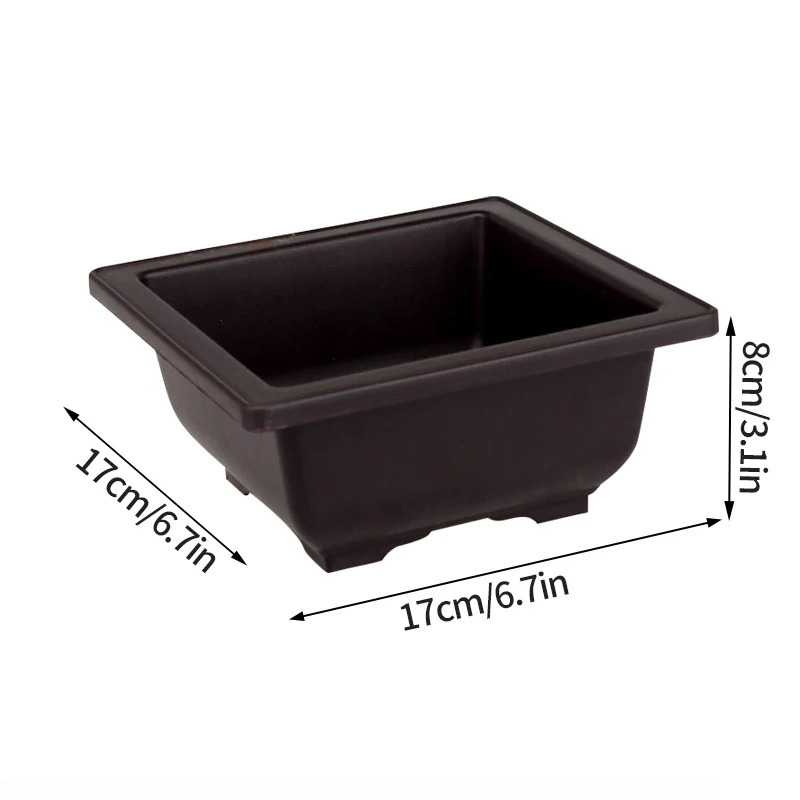Prostokątna doniczka na sukulenty i bonsai z tacką Czarny