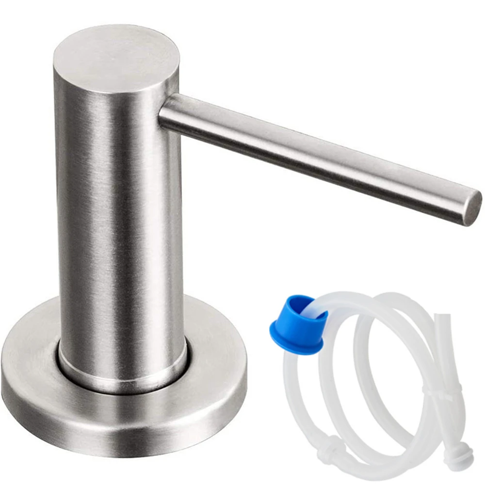 Dozownik mydła do zlewu wbudowany, stalowa pompka 350 ml Brushed tube kit