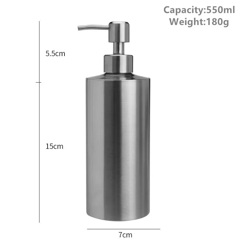 Dozownik mydła ze stali nierdzewnej 250-550 ml z pompką 550ml