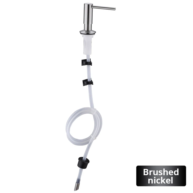 Dozownik mydła montowany w blacie zlewu ze stali z rurką Brushed nickel