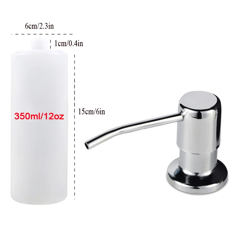 Dozownik płynu do mycia naczyń pod zlew z pompką i przedłużką 350ml chrome